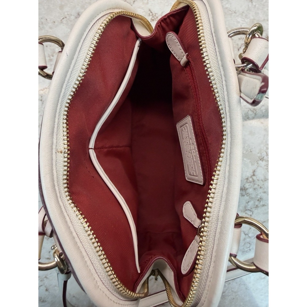 Coach Prince Street Satchel Handbag, 35159, Saddle Chalk W/ Red Highlights - Picture 5 of 10